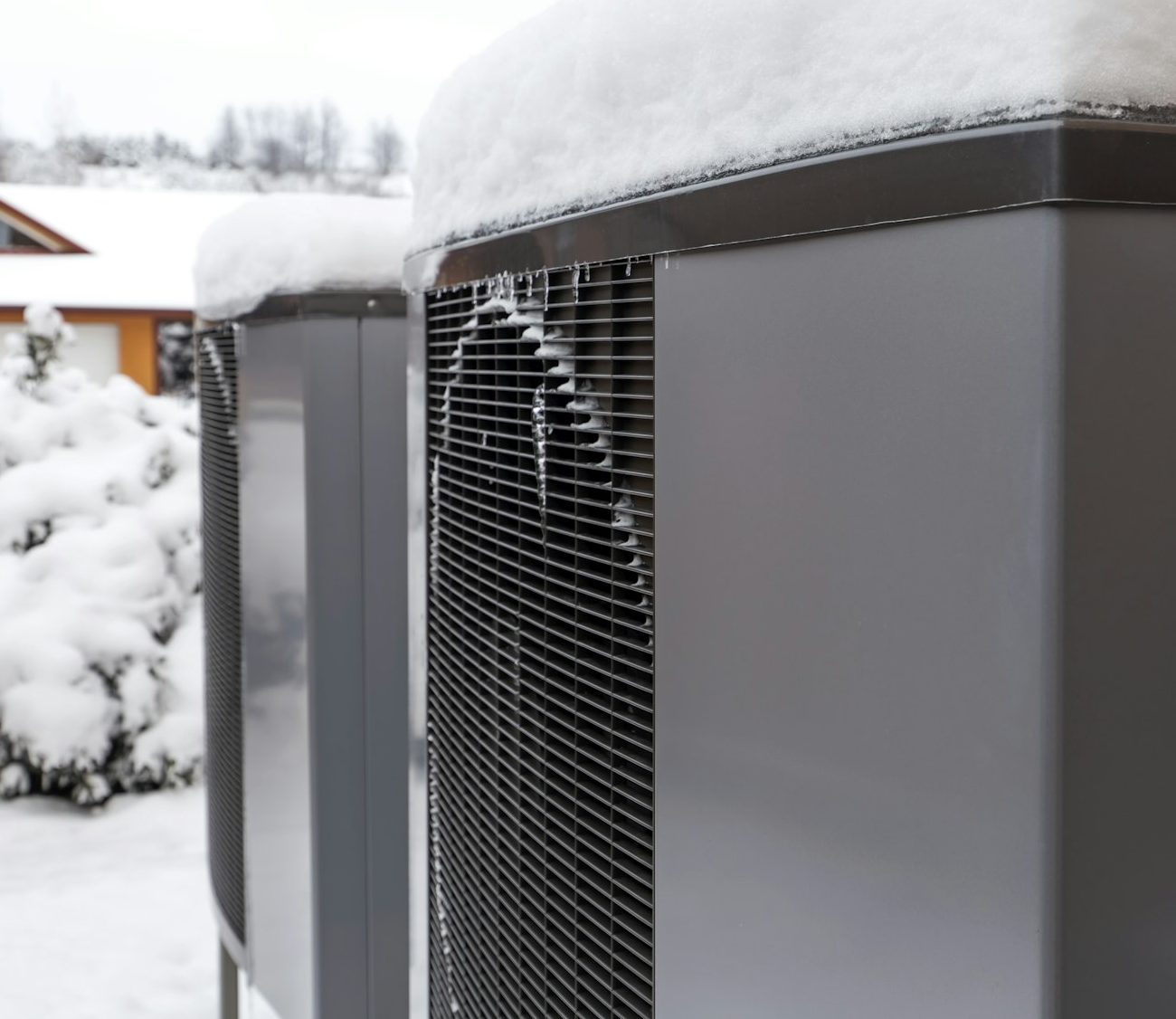 Two residential modern heat pumps